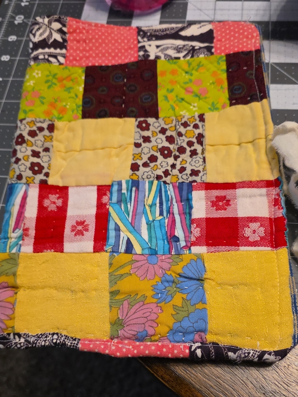 Patchwork Quilted Bible/Book Cover - Yellow Multi
